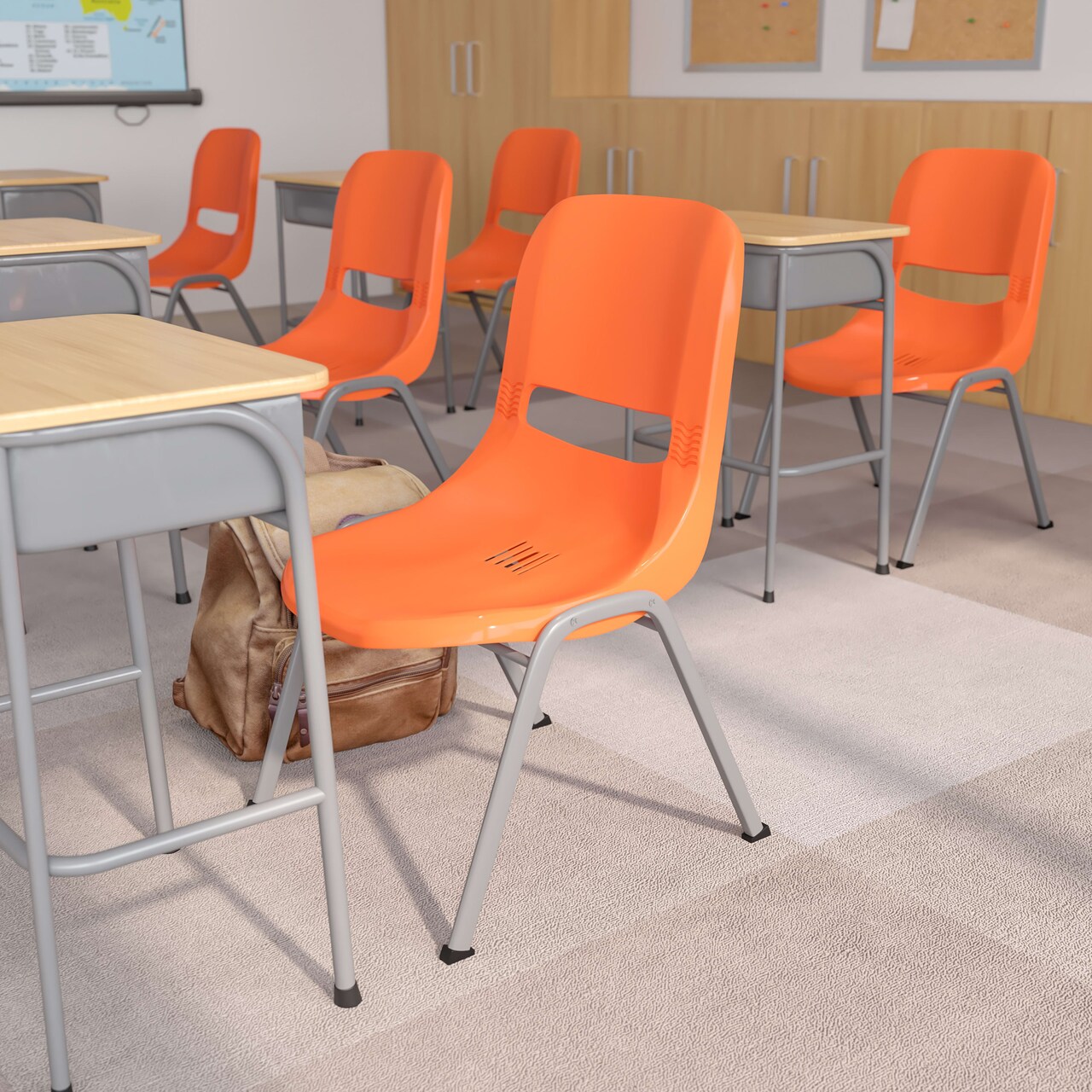 Emma and Oliver Ergonomic Shell Student Stack Chair - Classroom Chair / Office Guest Chair